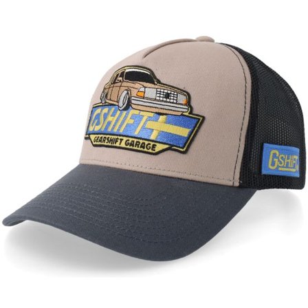 Gearshift - Grå trucker Keps - Swedish Classic Gshift Garage Light Grey/Black/Charcoal A-Frame Trucker @ Hatstore