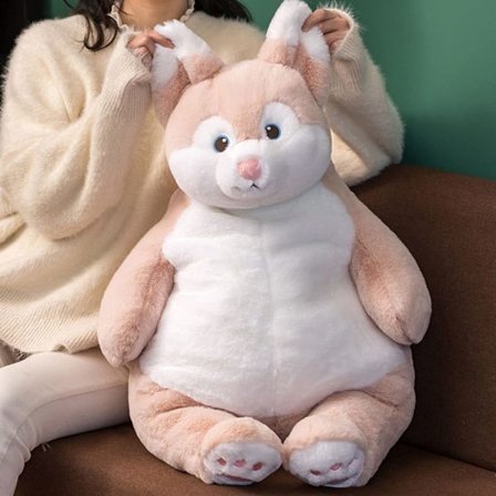 Rev i plysj, plysjleke med animert kropp, Kawaii-bamse, stor plysjvalp, myk pute, gave til gutt og jente (24 ")