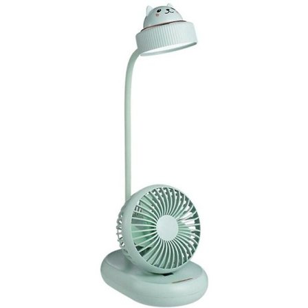 Kombination av fläkt och skrivbordslampa, 3 olika vindhastigheter och ljusstyrka, liten flexibel LED-bordslampa och