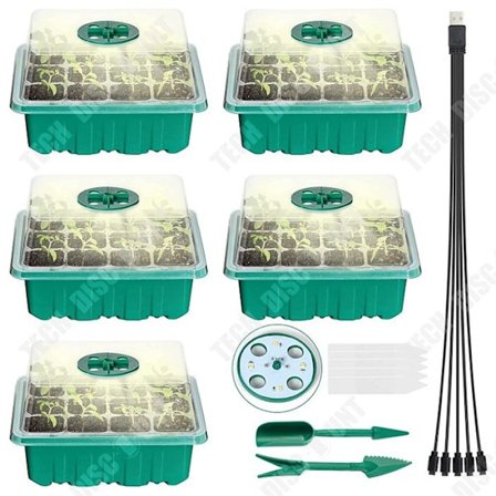 Växthus plantsats - TECH DISCOUNT - 5 delar - Flexibel silikon - 12 fack - 18x14x11 cm