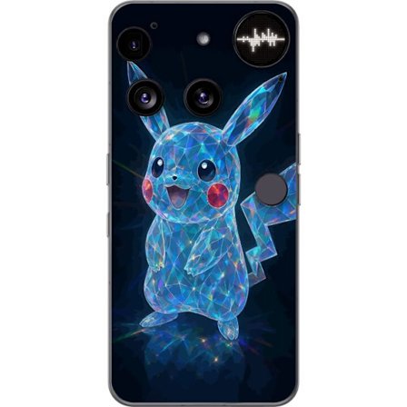 Kompatibelt Mobildeksel til Nothing Nothing Phone (3) Funklende krystallfigur i blått med holografiske refleksjoner, søt karakter som lyser mot mør