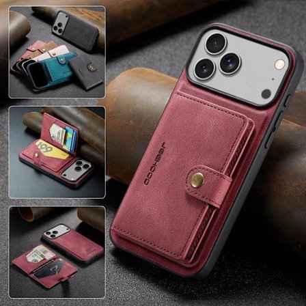 (För iPhone 17 Pro Max) Unik smal telefonfodral med kickstand och kortfack