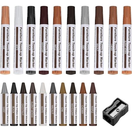 Huonekalujen korjaussarja, 21 kpl puukitti korjauskynät huonekalujen korjaustussit ja vahatikut teroittimella