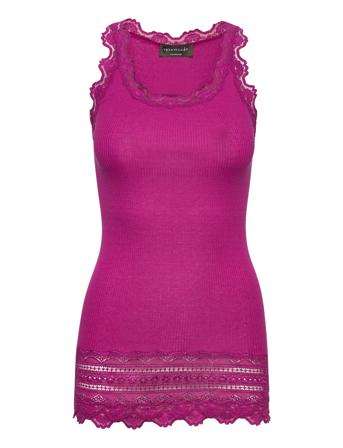 Silk Top W/ Lace T-shirts & Tops Sleeveless Lilla Rosemunde*Betinget Tilbud