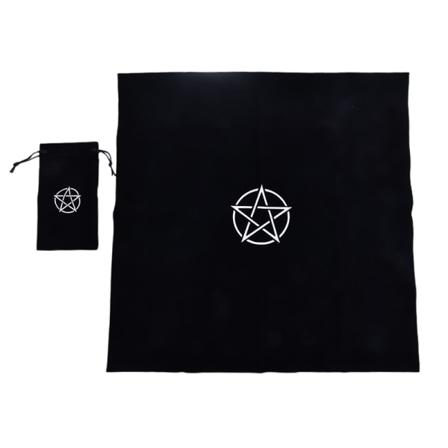 Pentagram Tarot Pöytäliina Laukulla Velvet Altar Tarot Cloth Pe Black one size