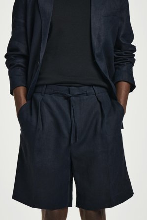 COS Men's Shorts Sartoriali In Lino Con Coulisse in Blu