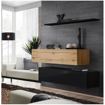 Kommode - Switch SB II - 2 tv-bænke - 1 hylde - Træ og sort - Model 1