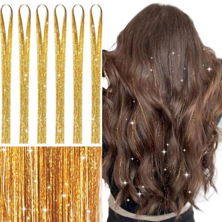 120cm Glänsande Glittertrådar Hårglitter Regnbågs Slingor Guld Hårlaser Falska Hårförlängningar För Kvinnor Flickor Styling(YJD)
