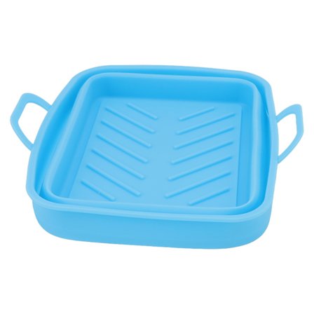 2 stk. Varmebestandig Silikone Frituregryde Indlæg Let Rengøring Gryde med Håndtag Blå