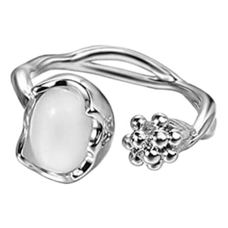 Koreansk kristallring för kvinnor lysande opal oregelbunden öppna ringar Vintage geometrisk Y2K trend mode fingersmycken null - A