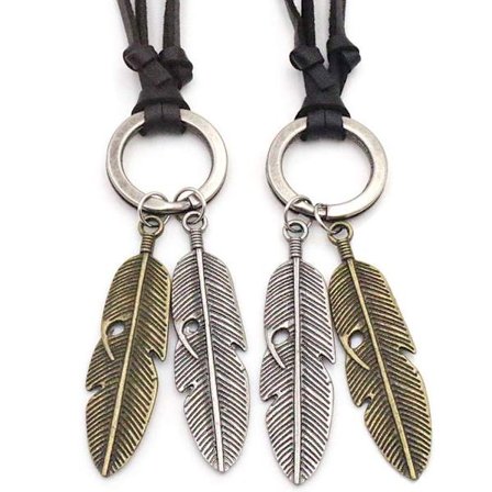 2 st läderhalsband för män Vintage Style Angel Wing Pendant Halsband Tribal Spike Feather Halsband Justerbar Kedja