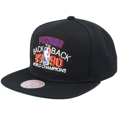 Mitchell & Ness - NBA Zwart snapback Cap - Detroit Pistons Back2back HWC Black Snapback @ Hatstore