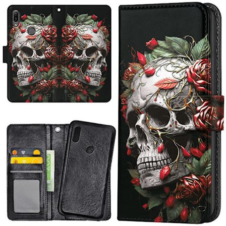 Xiaomi Mi A2 Lite - Plånboksfodral/Skal Skull Roses