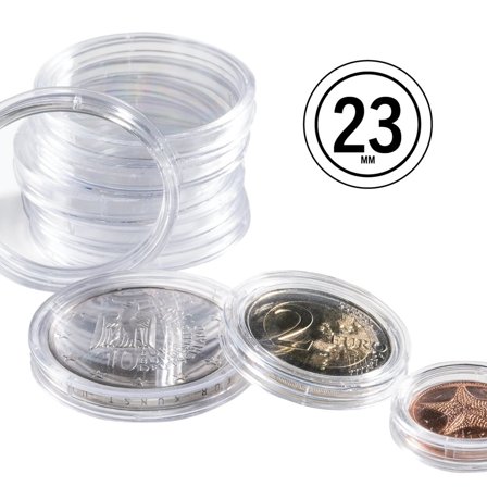 Leuchtturm GRIPS runde møntkapsler til mønt Ø 23 mm - 10 stk.