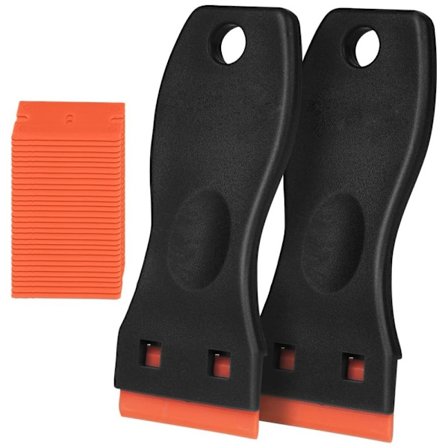 2 stk. plastikskrabere med 20 plastikblade, vinduesskrabere, keramiske glasskraberværktøjer, ridsefri rengøringsværktøjer til vinduer