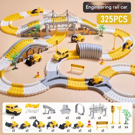 325 stk. børns ingeniørbanesæt, samlebanesæt til ingeniørkøretøjer, elektrisk pædagogisk legetøjssæt til drenge og piger, fødselsdagsgave