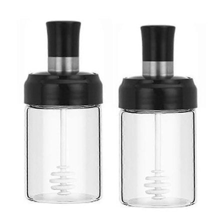 Sauseskanne Transparent Glass Kombinasjon Skje Med Lokk Beholder Oppbevaring Krydder Salt Sukker