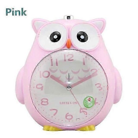 Multifunktionel Sød Ugle Vækkeur Bordur Lysfunktion Vækkeur til Børn Venner Gaver Stille Fejende bevægelse pink