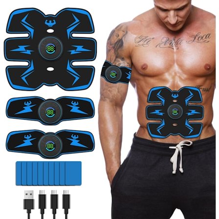 EMS Ab Stimulator, Muskelstimulator i militærkvalitet til træning af hele kroppen - Bærbar Ab-maskine til mave, arme og ben - Hjemmetræningsudstyr