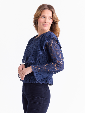 MATCH - Lana blondebluse - Marie Philippe - Str. 42 - Dame - Skjorter & Bluser - Blå - 65% bomull, 35% polyamid