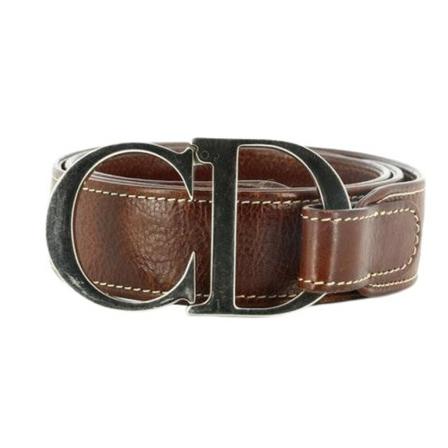 Dior Vintage, Pre-owned 2005 Leather Belt Bruin, Dames, Maat:ONE Size,leer