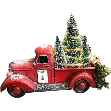 Jul Vintage Röd Lastbil Mini Julgranar Ornament Uppgradera