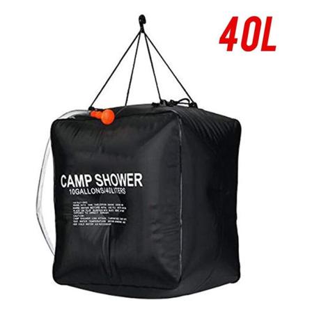 Solardusj for camping, 40L solardusjpose med solvarmet utendørs bærbar dusjpose med avtakbart slange dusjhode solvarmepose for fotturer Fi