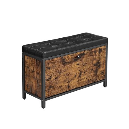Rootz Vintage ruskea-musta kenkäpenkki - sisäänkäynnin järjestäjä - säilytyspenkki - lastulevy- ja teräsrakenne - 80 cm x 30 cm x 51 cm - Max. Kantavu