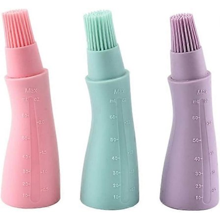 3 stk. silikoneolieflaske med børste, silikoneolieflaske med børste