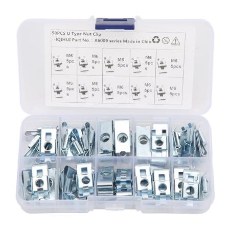 50 stk bilfeste U-type klipssett Rustmotstand metall U-formet klipsmutter Speed Fastener erstatning for bilkarosseripanel M6