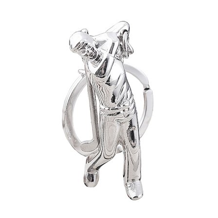 Nøkkelring Golf / Golftema i sølv - Golfer som svinger