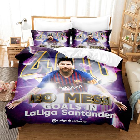 3D fotbollsstjärna Ronaldo, Messi, Mbappe och andra serier tryckta tredelade set tvådelade set digitalt påslakan örngott set L