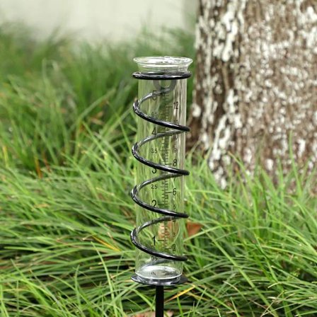 Spiral Hagehaug Regnmåler Transparent Glassrør 5 Tommer Regn