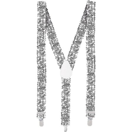 Glittriga hängslen - silver, total längd 100 cm, med klämma