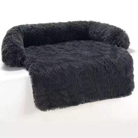 Stor hundematte, hundesofa i plysj - kjæledyrsteppe med glidelås, ideell for hundesengkurv, nisje, bil 76x76x15cm mørkegrå