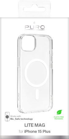 PURO iPhone 15 Plus LITE MAG TPU case, magnets, transparent