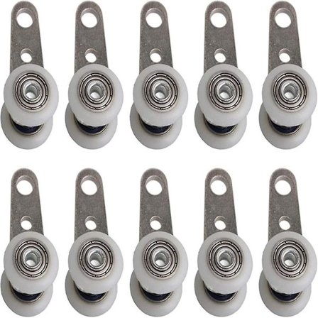 Set med 10 rullar för burspråk eller skjutdörrar - metall och plast - 4,5 x 1,9 cm - Supergåva