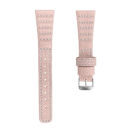 Haylou Solar LS05 / Xiaomi Watch Color wave stitching lines klockarmband i äkta läder - Rosa