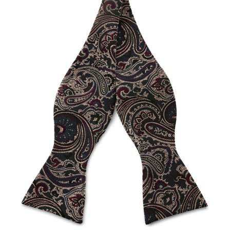 Papillon da annodare in seta con motivo paisley blu scuro e verde scuro per uomini - Papillon da annodare