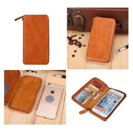 Etui Housse til Exekutiv Portefeuille med Magnetisk Fastgørelse og Lynlås til => SUGAR S9 (2017) > Brun