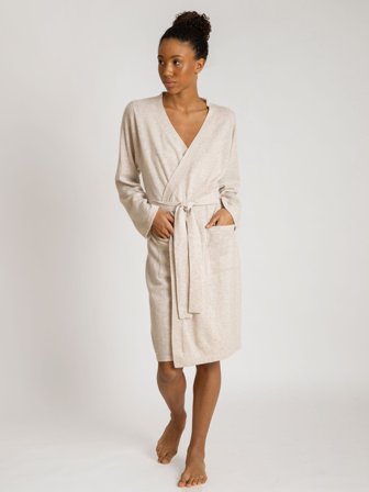 Kashmina - Morgenkåpe "Classic" i 100% kashmirull - beige - Size Onesize