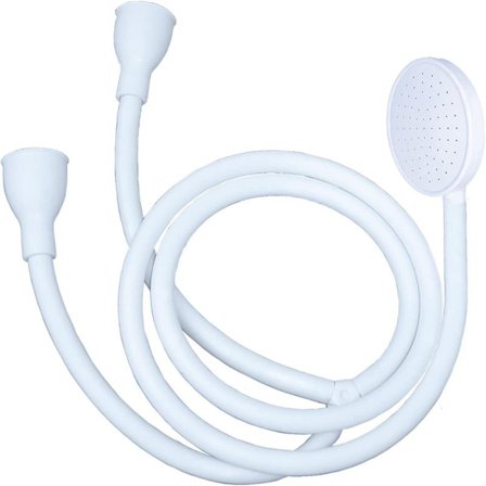 Blue Canyon Vector Dobbelt Hane Brusespray| Badeværelsestilbehør| Premium Bruseholder til Badekarshaner| Tryk-på-kobling (Hvid)