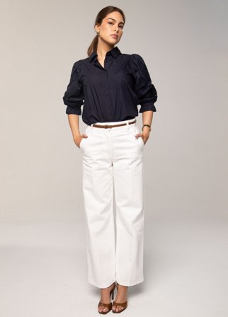 Amy Embroidered Shirt Marine Poplin Marine Poplin / L