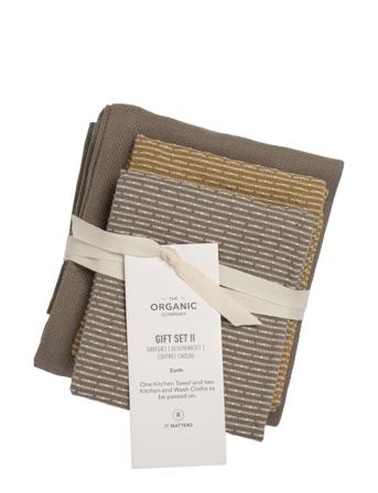 Gift Set Ii Home Textiles Kitchen Textiles Dishes Cloths & Dishbrush Beige The Organic Company