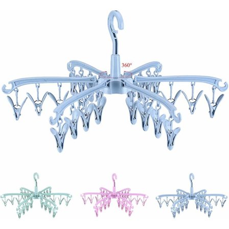 Foldbar sokketørrer 24 dele til sokker, sokketørrer, håndklæder, undertøj, skoindlæg (blå)