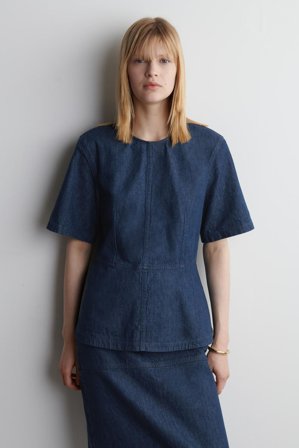 COS Denim Peplum Top in Blue - Women