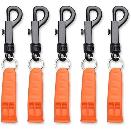 Nødfløyter med krok - 5-pakning - Førstehjelpsfløyter, overlevelsesfløyter for utendørs bruk - Hundefløyter - Katastrofefløyter