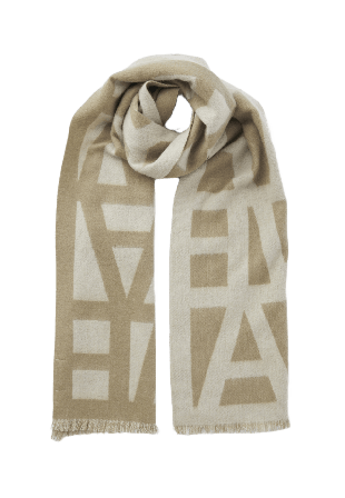 Wera Jaquardstickad ullhalsduk HERA Halsdukar & scarves Beige ONESIZE