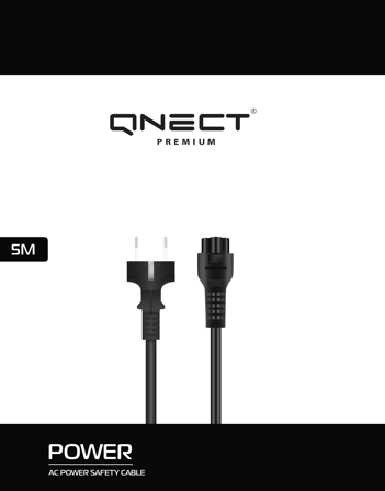 QNECT Mains cable Safety connector - type C5, 5m