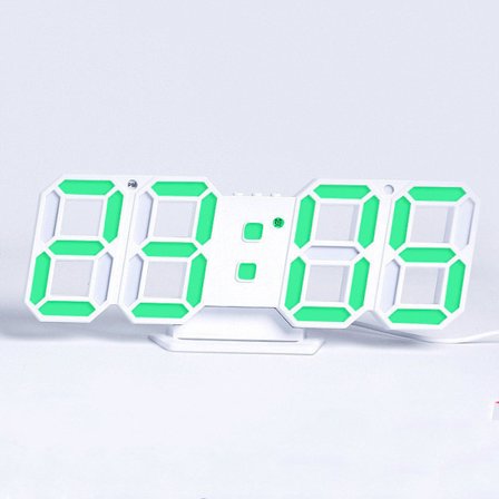 3D LED-väggklocka med fjärrkontroll, digital väckarklocka justerbar ljusstyrka timer 12/24 timmar tid/datum/temperatur för sovrum/vardagsrum/av